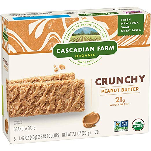 Cascadian Farm Organic Crunchy Granola Bar non-GMO Peanut Butter 10 Bars In 5 - 1.42 oz