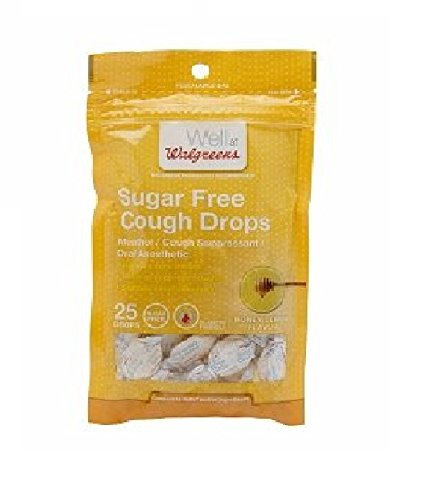 Walgreens Sugar Free Cough Drops, Honey Lemon, 25 ea