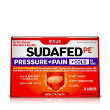 Sudafed PE Pressure Plus Pain Cold Caplet, 24 Count