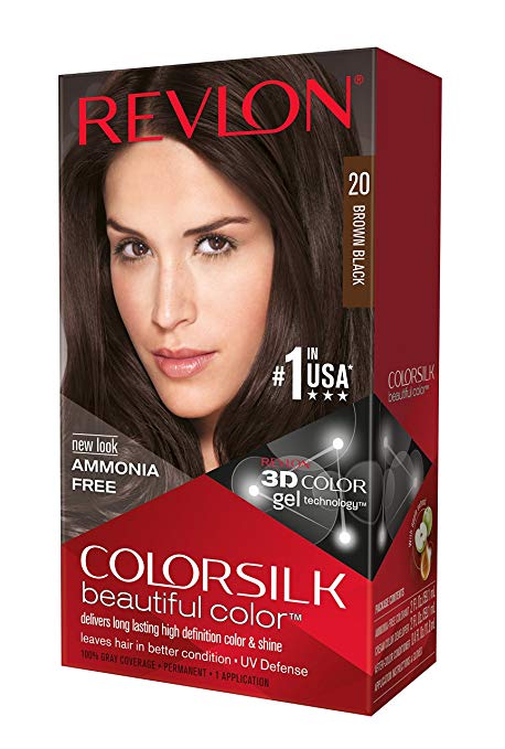 Revlon ColorSilk Hair Color, 20 Brown Black 1 ea(Pack of 3)
