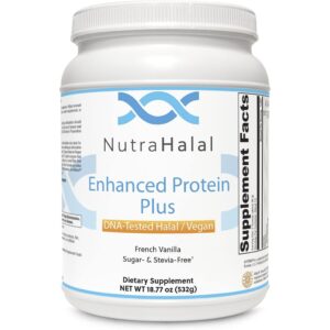 NutraHalal Enhanced Protein Powder Plus – Halal DNA Tested – Vegan, Sugar and Stevia Free – (French Vanilla)