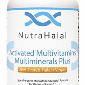NutraHalal Advanced Formula Activated Halal MultiVitamin & MultiMineral - Halal DNA Tested Vitamin B, C, D, D3, E, B Complex – 120 Count