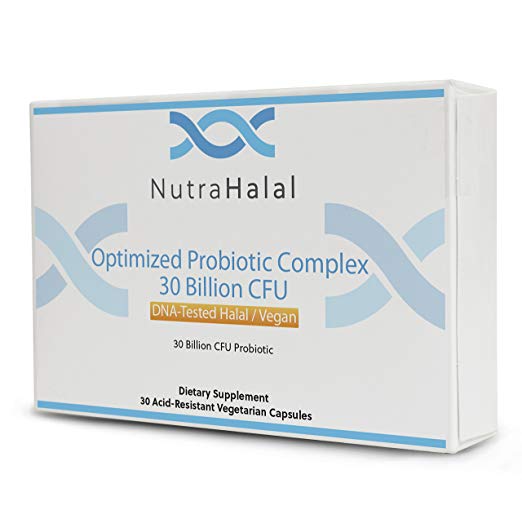 NutraHalal Optimized Probiotic Complex – Halal DNA Tested for Men, Women and Children – 30 Count
