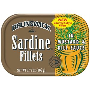BRUNSWICK Sardine Fillets in Spring Water, No Salt Added, High Protein Food, Keto Food and Snacks, Gluten Free Food, High Protein Snacks, Canned Food, Bulk Sardines, 3.75 Ounce Can (Pack of 18)