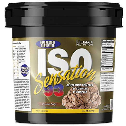 Ultimate Nutrition ISO Sensation 93 100% Whey Protein Isolate Powder with 30 Grams of Protein - Low Carb, Keto Friendly, Chocolate Fudge, 5 Pounds
