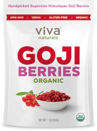 Viva Naturals Organic Dried Goji Berries, 1lb - Premium Himalayan Berries Perfect for Baking, Teas, Trail Mixes and More
