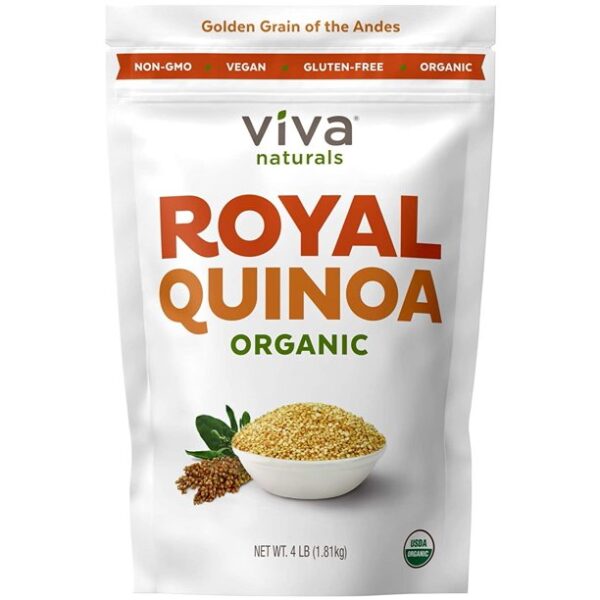 Viva Naturals Organic Quinoa, 4 LB Bag - The Finest 100% Royal Bolivian Whole Grain