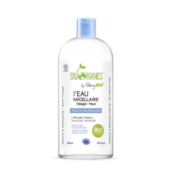 Organic Micellar Cleansing Water by Sky Organics Normal Skin -All Natural, Cruelty-Free, Vegan, Natural Makeup Remover Cleansing Tonic (530ml/18.6floz) Only certified Organic Micellar Water Available