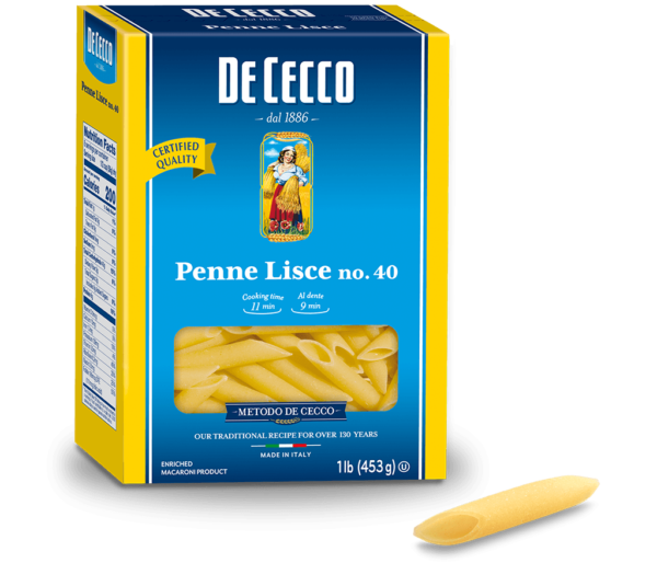 Metodo De Cecco, Penne Lisce No.40, Imported from Fara San Martino, Italy, 16 oz
