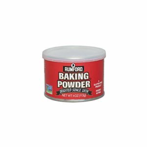 Rumford Baking Powder 4 oz, NON-GMO, Gluten Free, Vegan, Vegetarian, Double Acting Baking Powder in a Resealable Can with Easy Measure Lid, Kosher, Halal