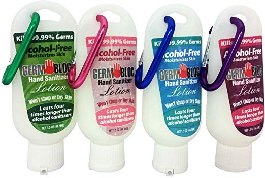 Germ Bloc Hand Sanitizer Lotion Caribiner Bottles, 6 Fluid Ounce