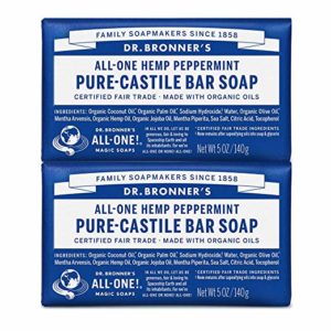 Dr. Bronner's Organic Pure Castile Bar Soap, Peppermint, 5 oz, 2 pk
