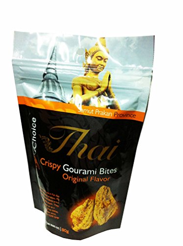 2 Packs of Crispy Gourami Bites Original Flavor, Delicious Snack From My Choice Thai Brand, Gap, GMP and Halal Certifications. 4 or 5 Strar Otop Rating Approved. (80 G/ Pack)