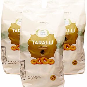 Terre Di Puglia, Taralli Onion Snack (Pack of 3), Imported from Italy, 8.8 oz (each)