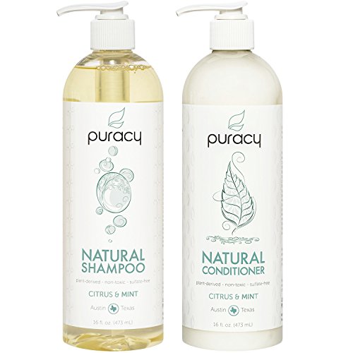Puracy Natural Shampoo and Conditioner Set, Vegan Hair Care, No Harsh Chemicals, 16 Ounce, (2-Pack)