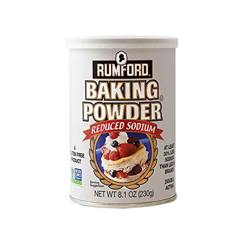 Rumford Reduced Sodium Baking Powder 8.1oz, NON-GMO Gluten Free, Vegan, Vegetarian, Double Acting Baking Powder in a Resealable Can with Easy Measure Lid, Kosher, Halal