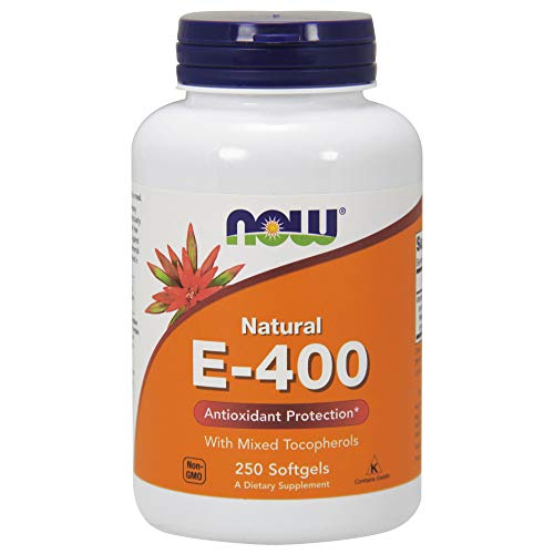 NOW E-400 Vitamin E-400 IU MT Softgels with Mixed Tocopherols, 250 Softgels