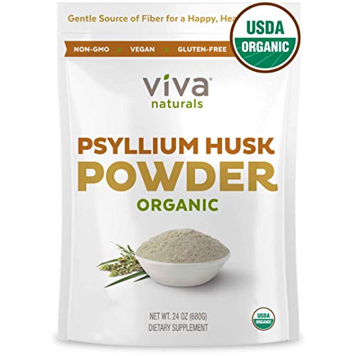 Viva Naturals Organic Psyllium Husk Powder, 24 oz (1.5 lb) Fiber Supplement - Perfect for Keto Bread & Gluten Free Baking