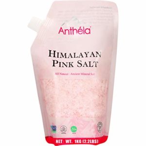Anthéla Himalayan Pink Salt, Premium Organic Gourmet 100% Pure Ancient Mineral Sea Salt. Natural and Amazing Flavor. Non-GMO, Kosher, Halal, Sedex Certified. Coarse Grain Refill bag 2.2lbs