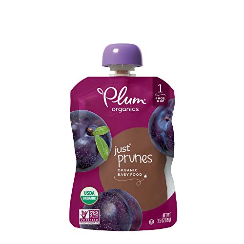 Plum Organics Stage 1, Organic Baby Food, Just Prunes, 3.5 ounce pouches (Pack of 12) (Packaging May Vary)