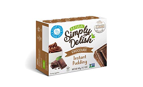 Simply Delish Natural Instant Chocolate Pudding - Sugar Free, Non GMO, Gluten Free, Fat Free, Lactose Free, 1.7 OZ (Pack of 6)