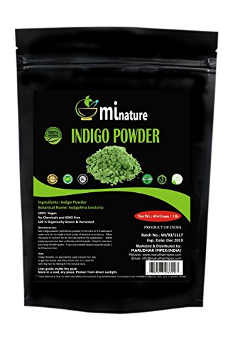 mi nature Indigo Powder -INDIGOFERA TINCTORIA,(100% NATURAL, ORGANICALLY GROWN) 1 LB (454 grams/16 ounces) RESEALABLE BAG