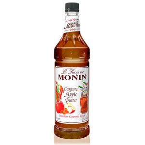 Monin - Caramel Apple Butter Syrup, Buttery Caramel and Cooked Apple Flavor, Natural Flavors, Great for Hot Lattes, Ciders, and Seasonal Cocktails, Vegan, Non-GMO, Gluten-Free (1 Liter)