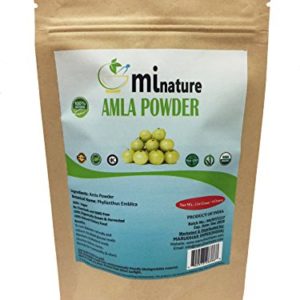 mi nature USDA CERTIFIED Organic Amla Powder(EMBLICA OFFICINALIS) / 100% Pure, Natural and Organic (114g / (4 ounces) - OXO/BIODEGRADABLE Resealable Zip Lock Pouch