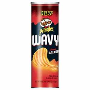 Pringles Wavy, Potato Crisps Chips, Classic Salted, 4.5 Ounce