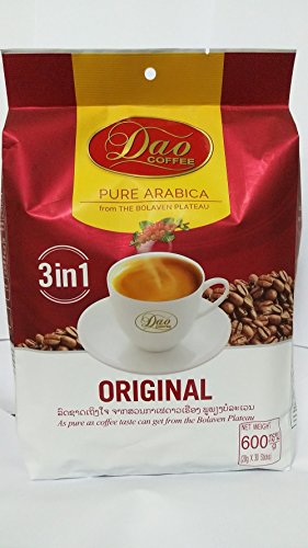 Laos Dao Instant Coffee 3in1 Original 100% Arabica Halal 600g. (20g. X 30 Sticks)
