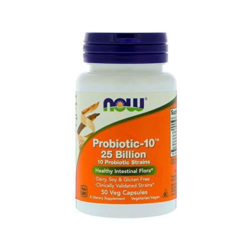 NOW Supplements, Probiotic-10, 25 Billion, with 10 Probiotic Strains, Strain Verified, 50 Veg Capsules