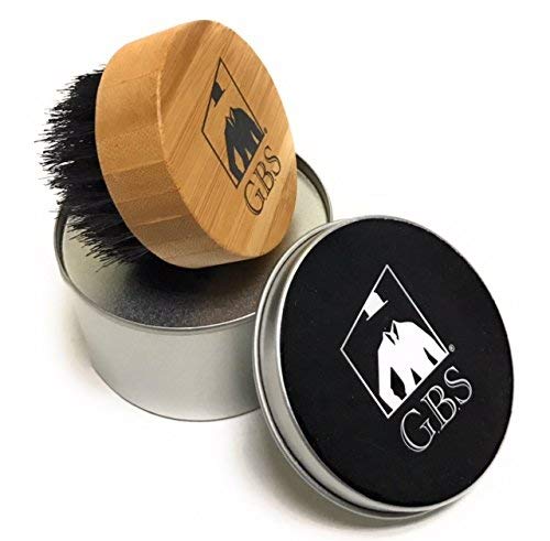 GBS Round Beard Brush - Premium Bamboo Compact Wood Brush With Firm Bristles To Tame and Soften Your Facial Hair - Comes with Travel Canister! Perfect for on-the-go use!