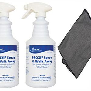 RMC Proxi Spray & Walk Away Spot Removal (2-Pack) Stain Remover Deodorizer Carpet Cleaner and Upholstery + Large 16 x 16 Microfiber Cleaning Cloth - RCMPC11849315-32oz