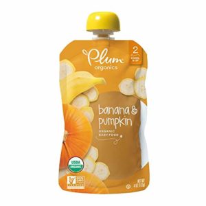 Plum Organics Stage 2, Organic Baby Food, Banana and Pumpkin, 4 ounce pouches (Pack of 12) (Packaging May Vary)