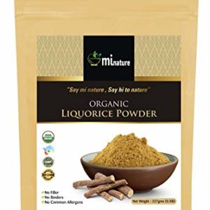 mi nature USDA Certified Organic Licorice Powder (Glycyrrhiza glabra/Liquorice/Mulethi) - 227g (8 Oz), Herbal Supplement for Immunity Support, Eco Friendly Pack