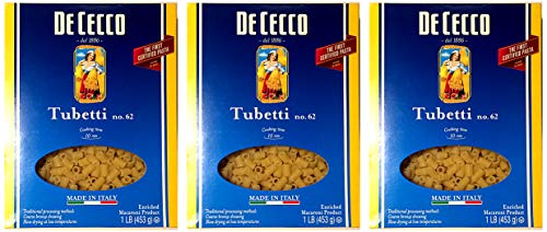 De Cecco, Tubetti No. 62 Pasta (Pack of 3), Imported from Italy, 16 oz (each)