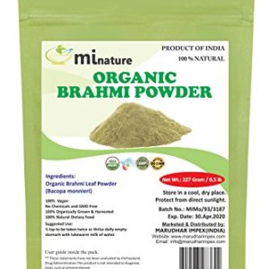 mi nature Organic Brahmi Leaves Powder (Bacopa Monnieri) - 227 g / 8 OZ / 1/2 lb | 100% Natural & Pure Hair Conditioner | Vegan