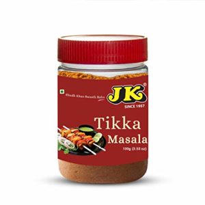 JK TIKKA MASALA 3.53 Oz, 100g (Tikka Curry Seasoning Simmer Spice Blend Powder - Perfect for Chicken Tikka, Sizzlers & Kabob Skewers, Making Tikka Paste, Masala Spice Mix, Vegan)