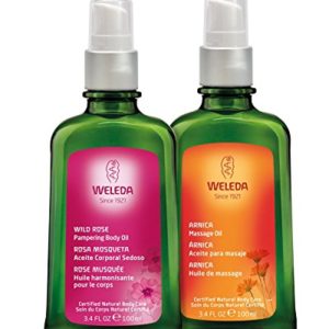 Weleda Beauty and Body Oil 2-Piece Set: Arnica Massage Oil and Wild Rose Body Oil, 3.4 Fl. Oz (Pack of 2)