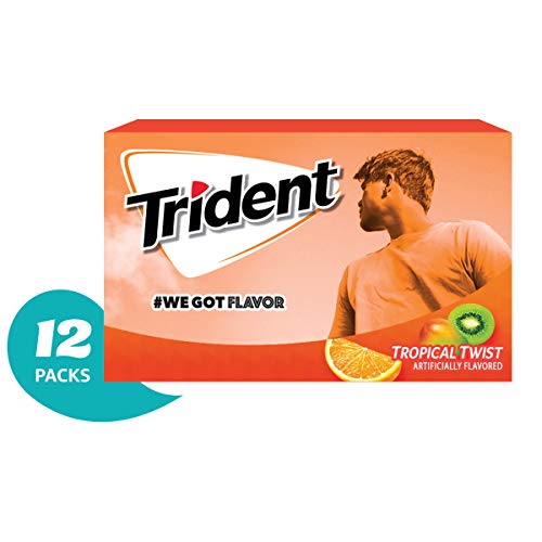 Trident Tropical Twist Flavor Sugar Free Gum-12 Packs (168 Pieces Total) Packaging May Vary