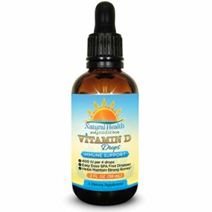 Natural Health Goodies Vitamin D Drops Liquid D3 - Ultra Pure 2-Ingredient Formula - Easy Dose Dropper - 1 Year 2 Ounce Supply