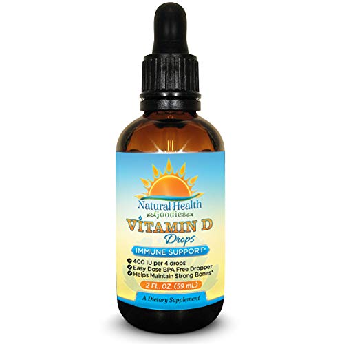 Natural Health Goodies Vitamin D Drops Liquid D3 - Ultra Pure 2-Ingredient Formula - Easy Dose Dropper - 1 Year 2 Ounce Supply