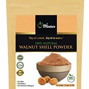 mi nature natural Walnut Shell Powder - No Silica or Any Artifical Additives - For Homemade Natural Scrub Formula - 227g / 1/2 lbs / 8 oz, Eco friendly Pack