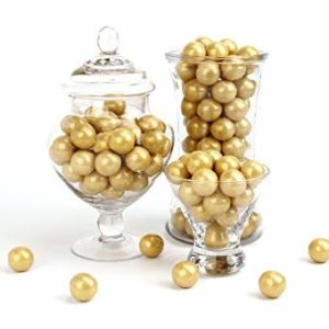 CELEBRATION BY FREY: Shimmer Gold Gumballs - Gluten Free, Kosher & Halal - 2 lbs bag (120 pieces) - Perfect for decoration, weddings, retirements, birthdays, candy buffets, party favors & centerpieces