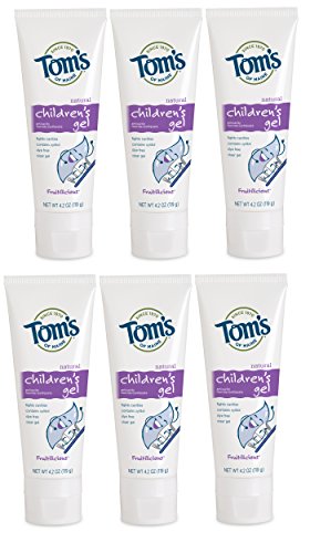 Tom's of Maine Children's Fluoride Anticavity Gel, Kids Toothpaste, Natural Toothpaste, Fruitilicious, 4.2 Ounce, 6-Pack