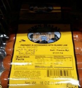 Deen Halal Hot Turkey Sausage 16 Oz. (4 Pack)