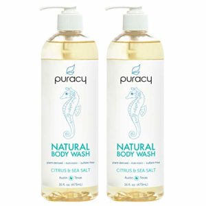 Puracy Natural Body Wash, Citrus & Sea Salt, Sulfate-Free Bath and Shower Gel, 16 Ounce (2-Pack)
