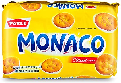Parle Monaco Classic Regular Biscuits VALUE PACK - 43.5g (Pack of 6)