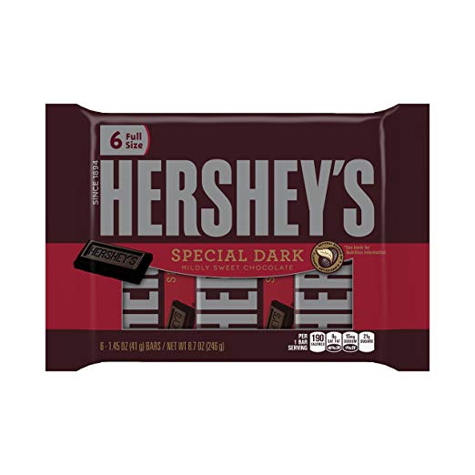 HERSHEY'S Special Dark Chocolate Candy Bars, 6 Count