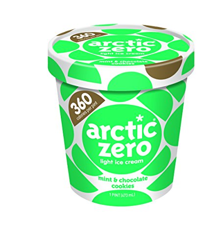 Pack of 6, Arctic Zero Light Ice Cream, Mint & Chocolate Cookies Pint